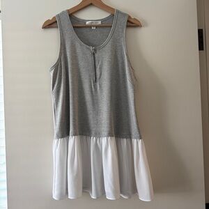 Karen Kane Gray and White Peplum Tank Top